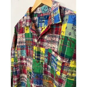 Polo Ralph Lauren Linen Indian Madras Patchwork Classic Fit Shirt Men's Medium